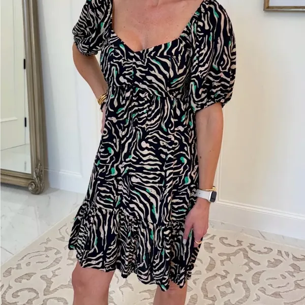 Nine West Black and White Animal Print Mini Dress - Image 2