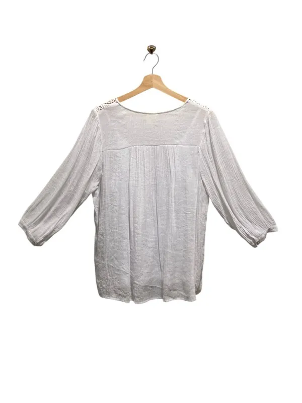 Anthropologie Fig And Flower Gauzy Top White Size XL Boho Cottagecore Coastal - Image 13