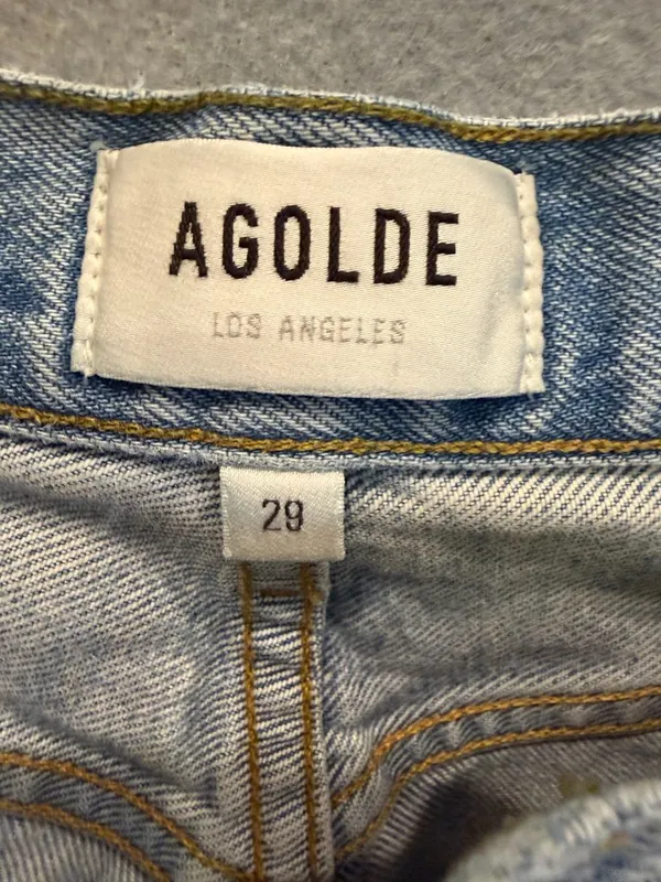 Agolde Riley High Rise‎ Crop Jeans 29 Distressed Light Wash Mom Y2K Straight Leg - Image 7