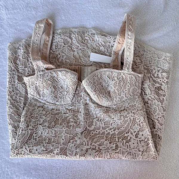 Rumored Lace Mini Dress Tan - Image 4