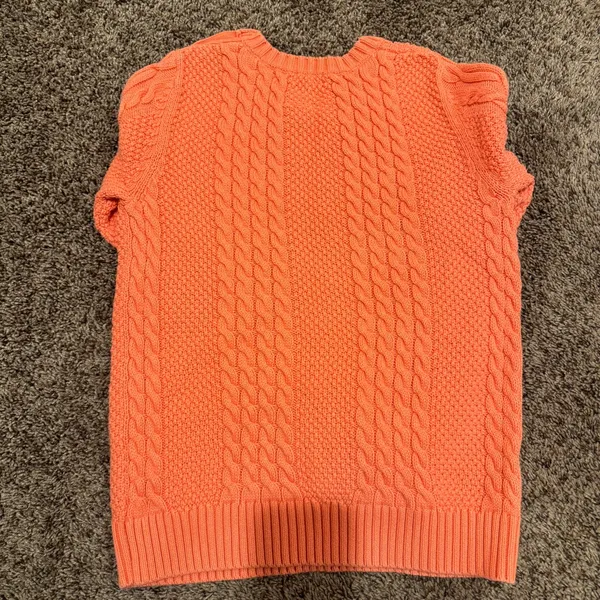 L.L Bean WOMEN S DOUBLE L MIXED CABLE KNIT SWEATER CREWNECK‎ Signature Orange - Image 5