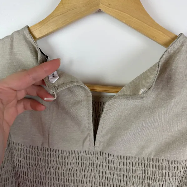 NWT English Factory Smocked Ruffle Sleeve‎ Dress Sz XS Beige Fit & Flare Neutral - Image 4