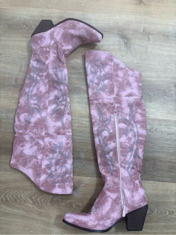 Coastal cowgirl pink knee boots - Image 3