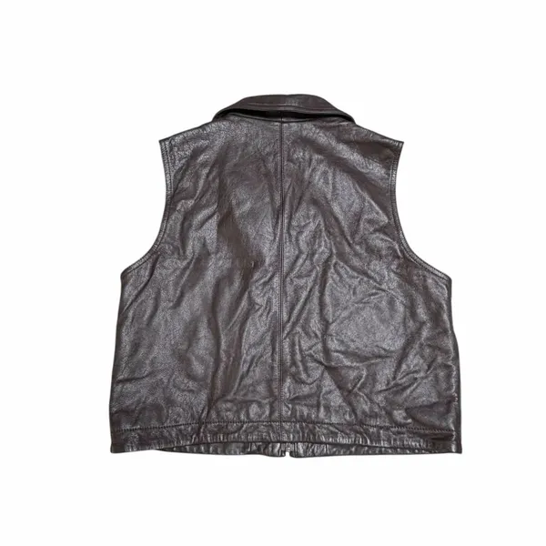 VTG My Clothes Chocolate Leather Biker Vest size Medium - Image 2
