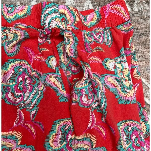 Resort Boho Floral Wide Leg Pants Z Supply Dante Tango Red Cruise Rayon M - Image 7