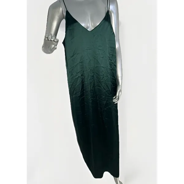 NWT Marine Layer Gabrielle Slip Dress Green Gables XL Maxi Satin Emerald - Image 4