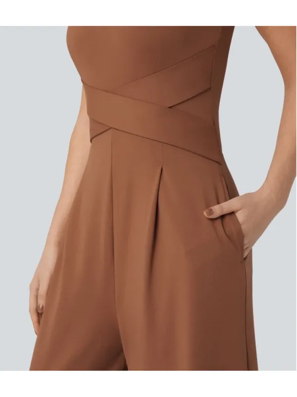Halara U-Back Sleeveless Wide Leg Casual Jumpsuit Size L Regular Terracotta NWOT - Image 11