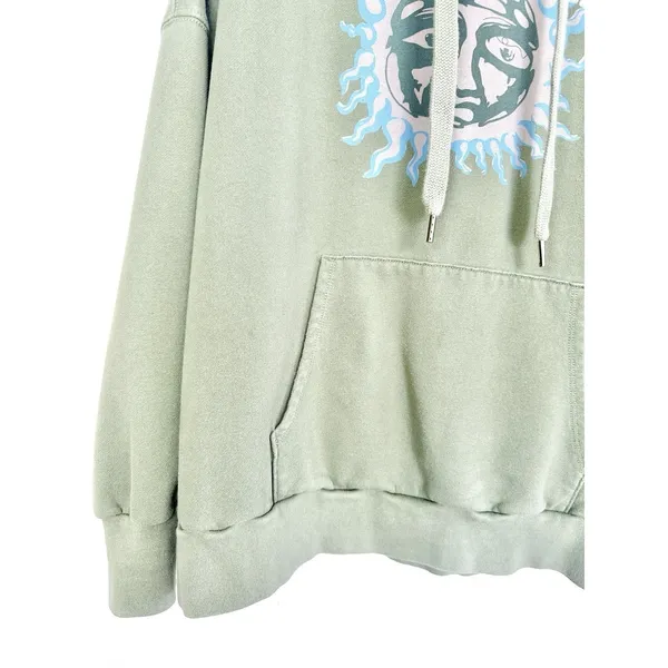 American Eagle Sublime Hoodie Oversized XS Green‎ Sun Graphic Band Tee Y2K Baggy - Image 5