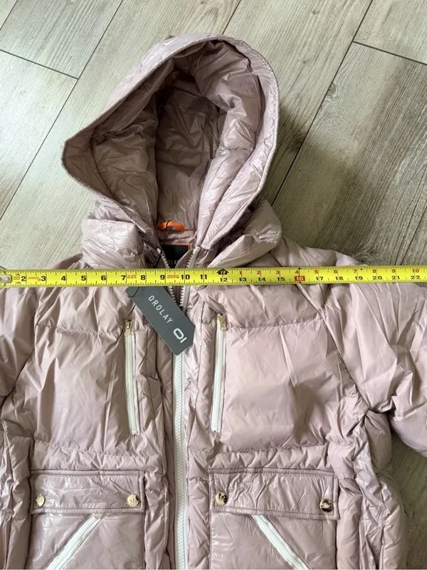 Orolay Women’s Size M Thickened Down Hooded Jacket. Mauve. Front zipper. NWT - Image 12