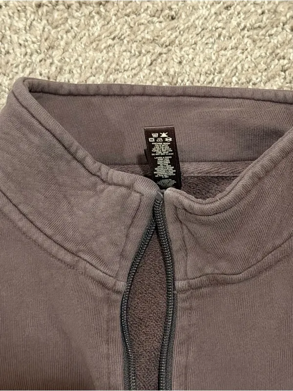 SKIMS Cotton French Terry Half Zip Dark Brown Iron Size Large womens - Image 9