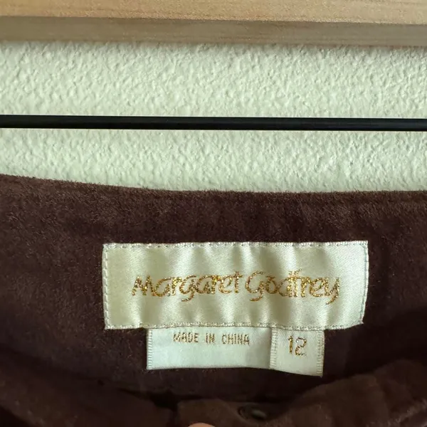 Margaret Godfrey Vintage Western Boho 70s Suede Chocolate Brown Bootcut Pants 12 - Image 5