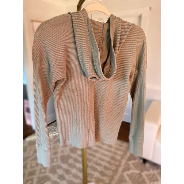 Abercrombie Waffle Knit Hoodie Pullover Minimalist Quiet Luxury Streetwear Y2K - Image 3