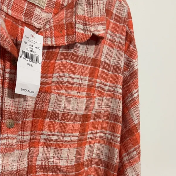 American Eagle Flannel Plaid Button-Up Shirt NWT - Image 6
