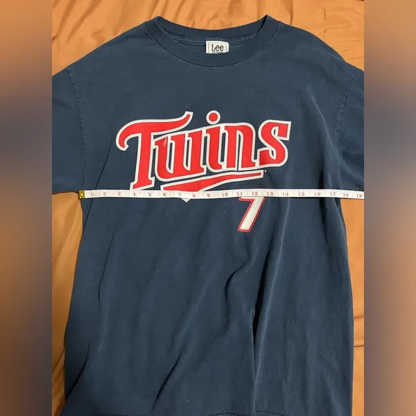 MN TWINS MLB Baseball Mauer #7 Vintage Tee Unisex Adult Sz L EUC - Image 5