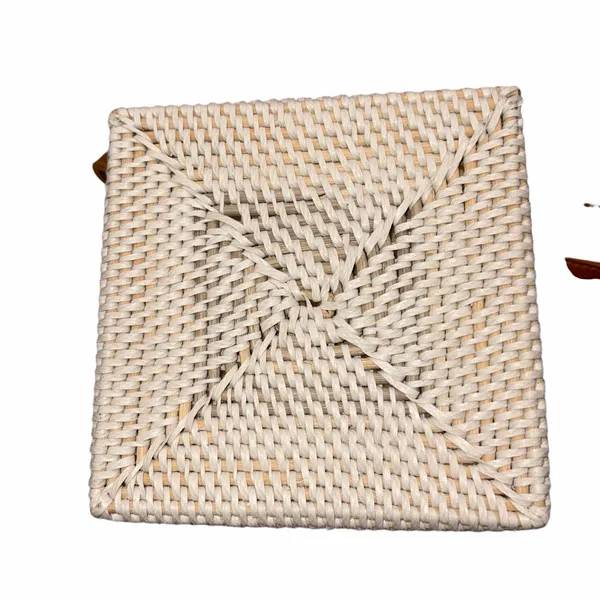 Urban Outfitters Harper White Rattan Wicker Straw Square Crossbody Purse Bag - Image 6