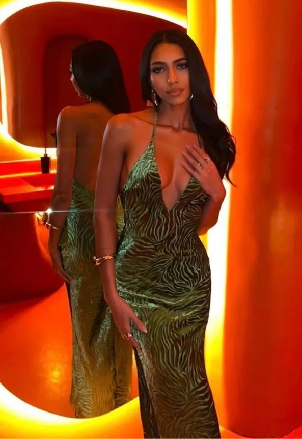 Zara dress gown maxi open back bodycon halter wedding party cocktail - Image 11