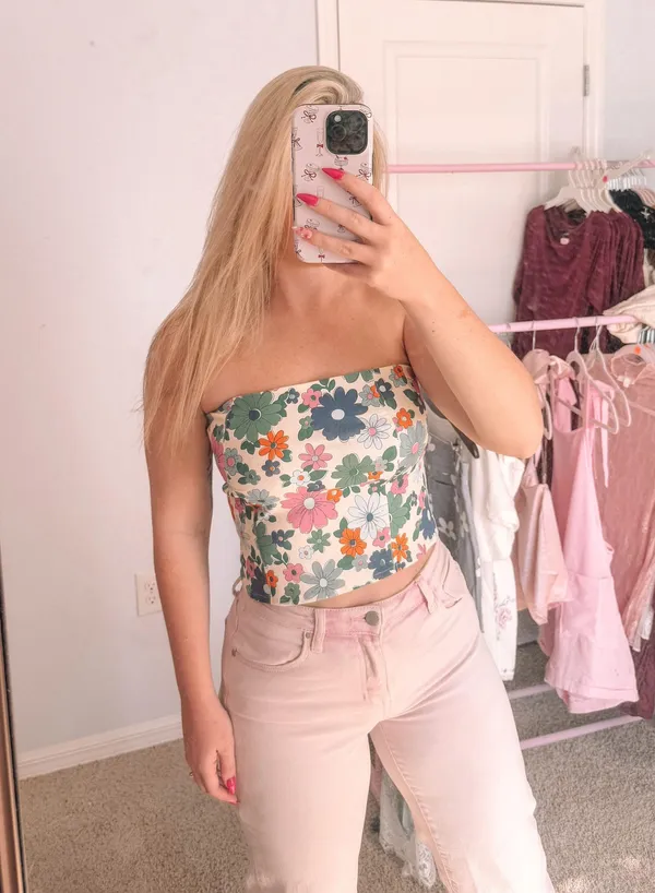 Floral Denim Tube Top - Image 3