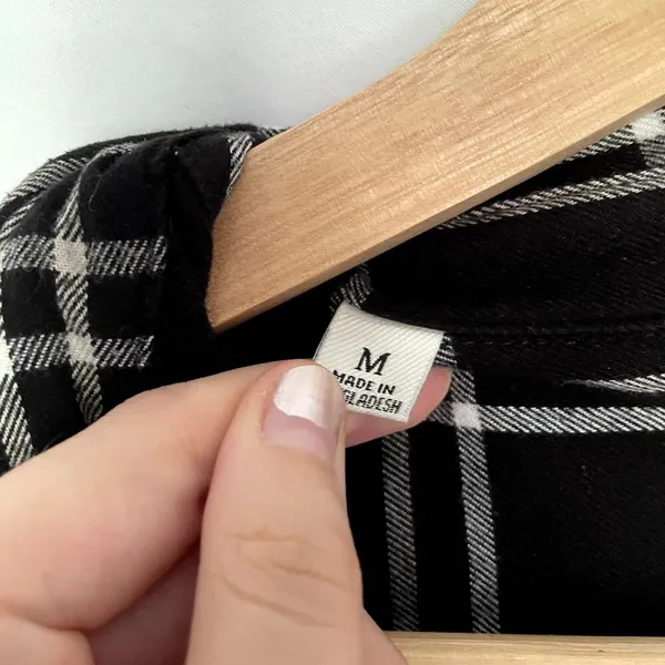 Jachs boyfriend black white checkered button down shirt pockets‎ women's M - Image 4