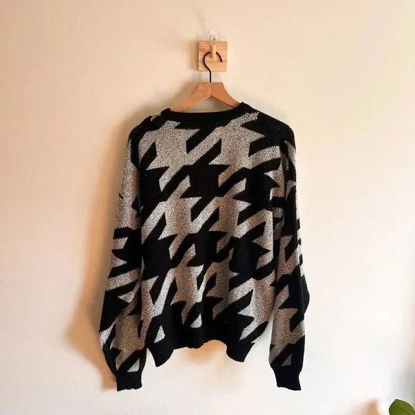 Vintage Adam Sloane Houndstooth Sweater Size XL - Image 6