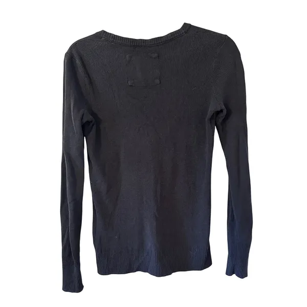 Abercrombie Fitch VTG Navy Blue Ribbed Button‎ Front Cardigan Sweater Preppy - Image 2
