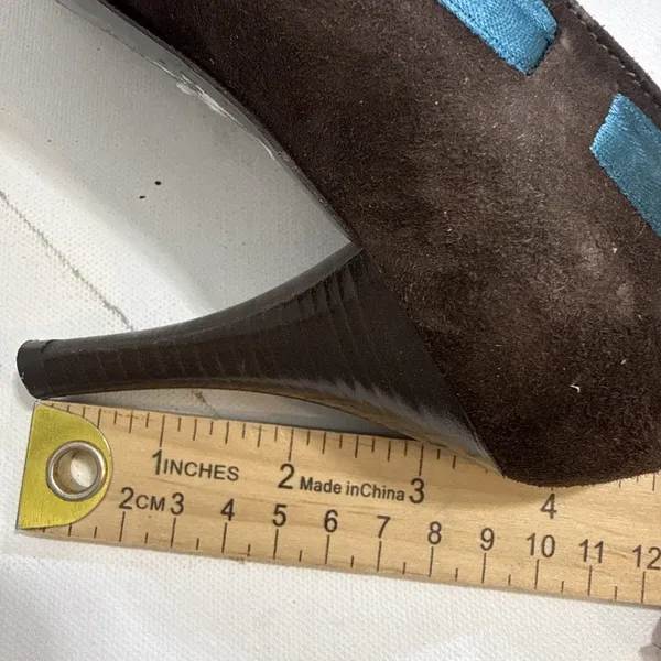 MASSIMO BALDI‎ ITALY Ribbon Brown Sueded LEATHER PUMPS HEELS Shoes Sz 9 B - Image 12