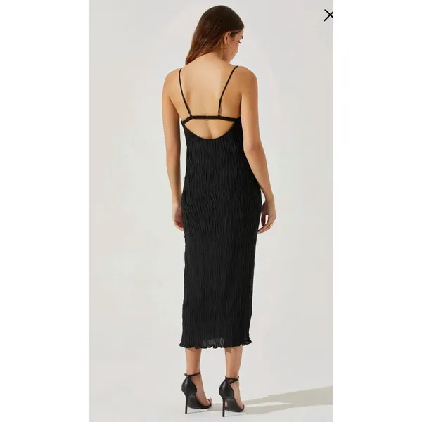 ASTR The‎ Label Open Back Plisse Midi Dress Size Small Black - Image 2