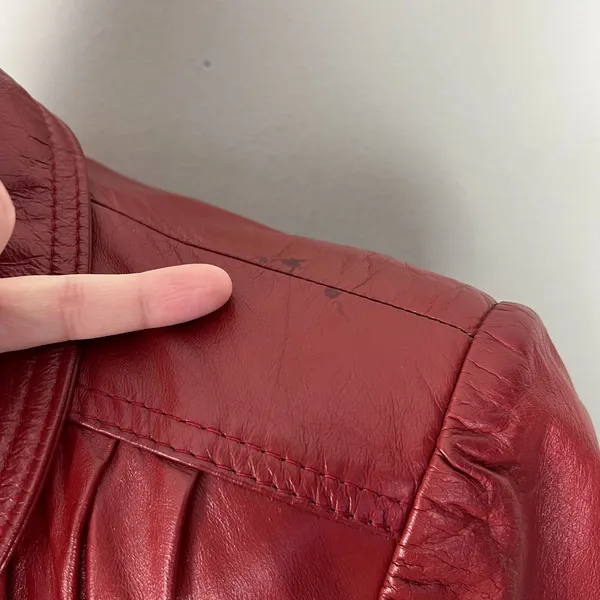 Vintage WINLIT Leather Jacket Womens Small M Red Rust Mod Gogo Hipster 1960s‎ 13 - Image 3