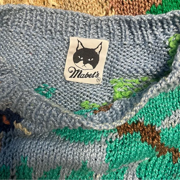 MABEL’S Colorful Sweater Crew Neck Pastel Animals Scenic Novelty Top VINTAGE 80s - Image 6