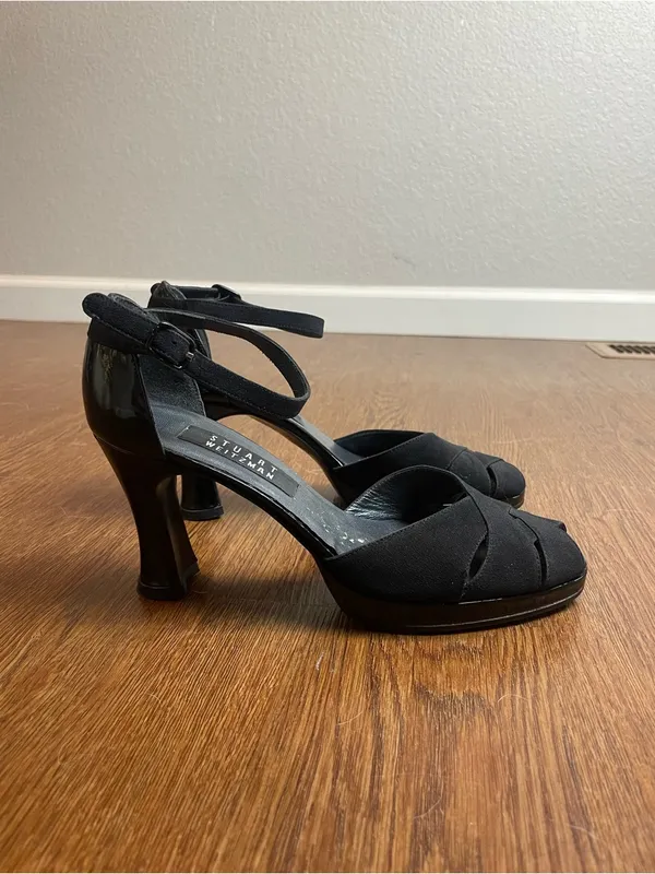 Vintage Stuart Weitzman Black Ankle-Strap Heels Size 7.5 - Image 2