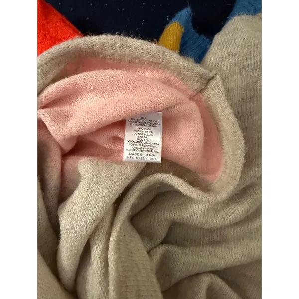 Listicle Color Block Sweater Small Multicolor Blue Mustard Orange Cream - Image 9