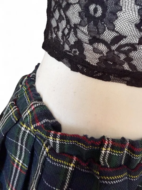 Sexy Plaid Costume Set Black Size XS - Image 6