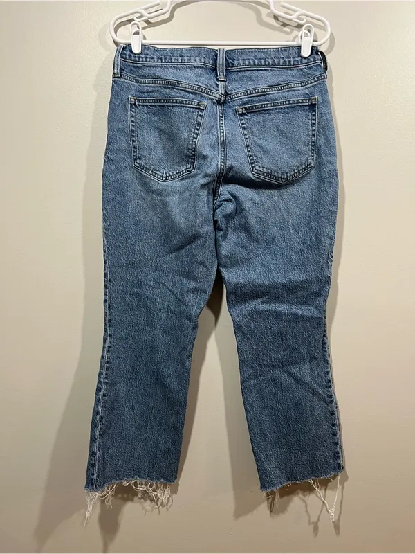 J. Crew Demi Boot Cut Cropped Raw-Hem Jeans in Medium Blue Size 29 - Image 5