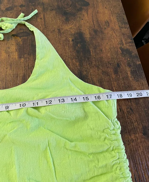 Y2K Halter Green Ruched top Size L - Image 5