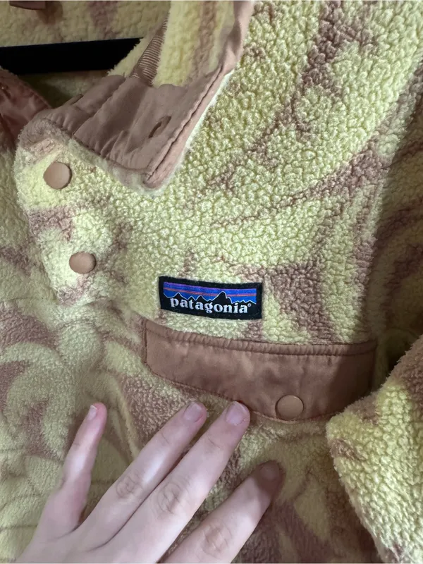Patagonia Synchilla Yellow Floral Snap-T Fleece Pullover Size Small - Image 3