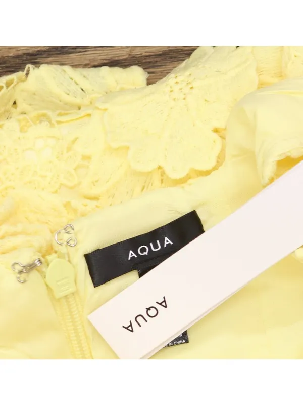 NWT Aqua Womens Lined Lace Tiered Mini Dress IDO14101 Yellow XS - Image 5