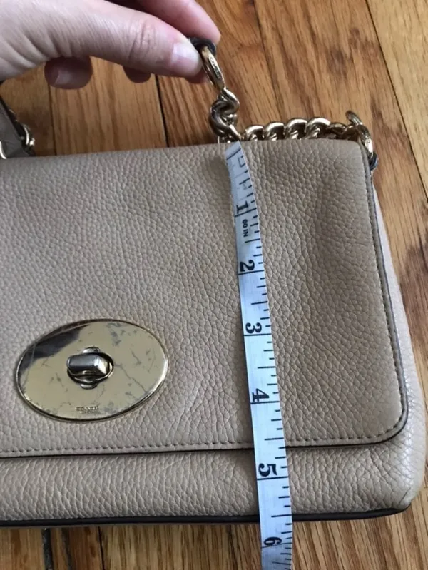 Coach Vintage Pebbled grain Leather Crossbody Shoulder Messenger chain minimalist neutral coquette baguette rectangle preppy solid gold clutch - Image 10
