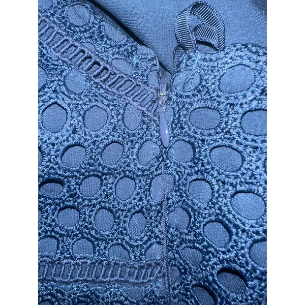 Abercrombie & Fitch Women's Navy Blue Eyelet A-Line Short Dress‎ Size L - Image 6