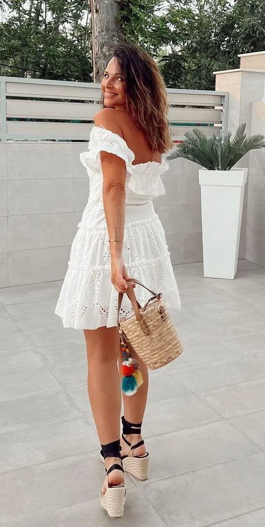 ZARA dress mini crochet boho openwork embroidered white vacation summer - Image 6