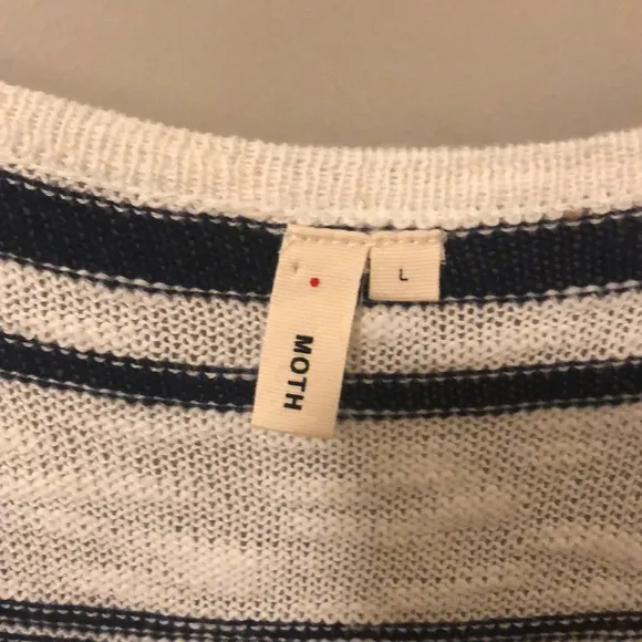 Anthropologie • Moth Navy / White Striped Tank Top (Size L) - Image 3