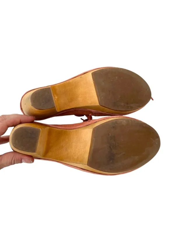 Anthropologie Latigo Cabo Suede Pump Chunky Wooden Heel Terracotta Cutout Size 9 - Image 11