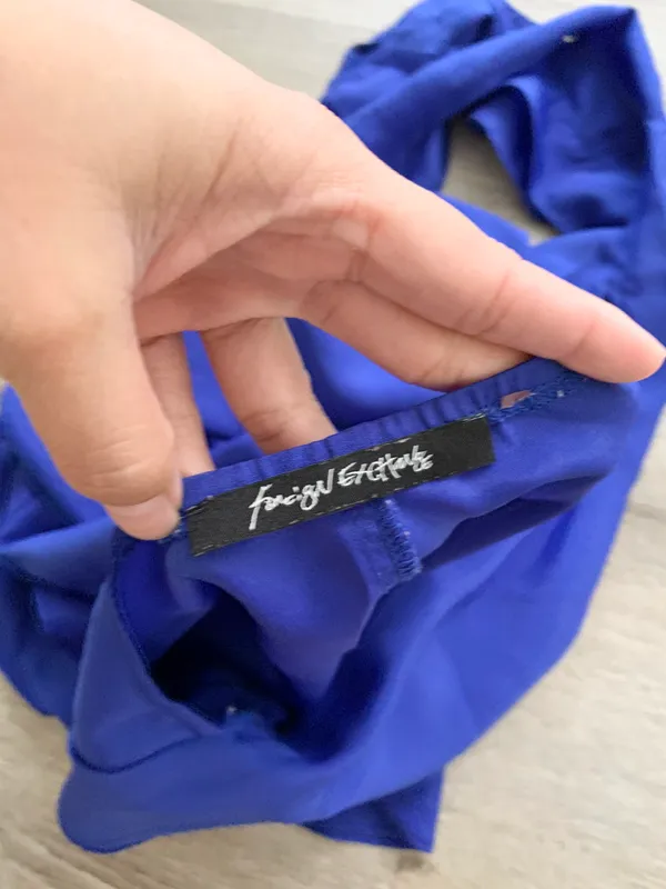 Foreign Exchange Royal Blue Tulip Ruffle Open Back Top S - Image 6