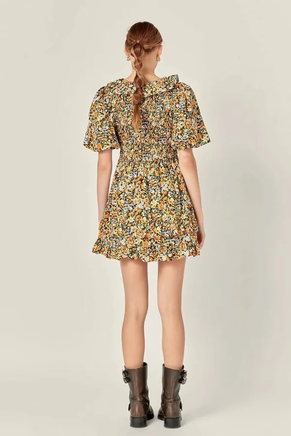 English Factory plunge V smocked floral mini dress XS - Image 3