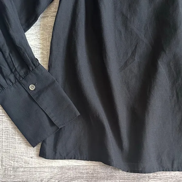 Madewell NEW Easy Long Sleeve Popover Shirt Womens S Black Collared Split Neck - Image 3