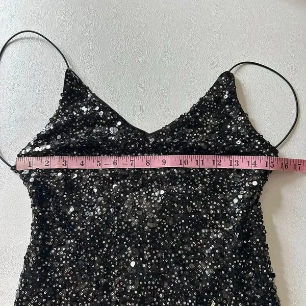 Lulus XS Black Sequin Mini Dress V Neck Sparkle Party Cocktail - Image 6