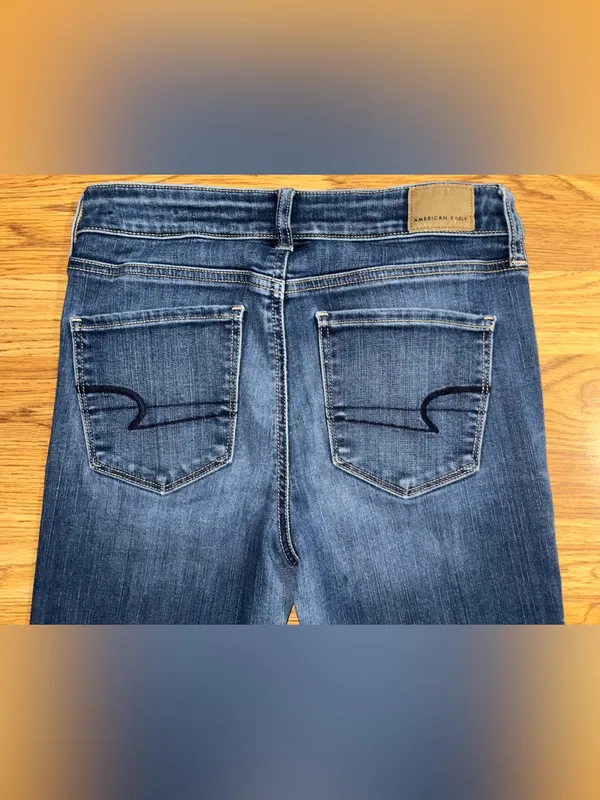 American Eagle High Rise Jegging Crop Jeans Women’s Size 6 Regular Raw Hem READ - Image 11