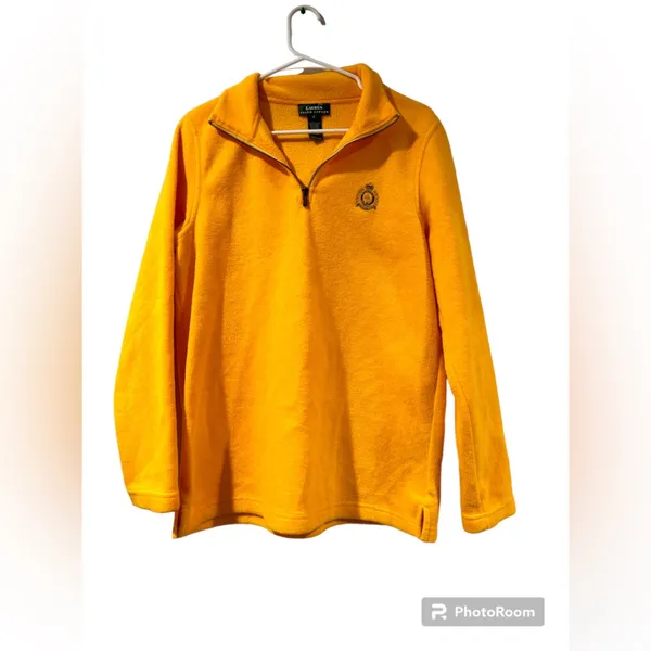 Lauren Ralph Lauren Men’s 1/4 Zip Embroidered Crown Logo Fleece Sweater Yellow S - Image 2