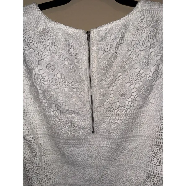 Umgee‎ White Floral Crochet Lace Short Sleeve Shift Mini Dress Women S Bridal - Image 6