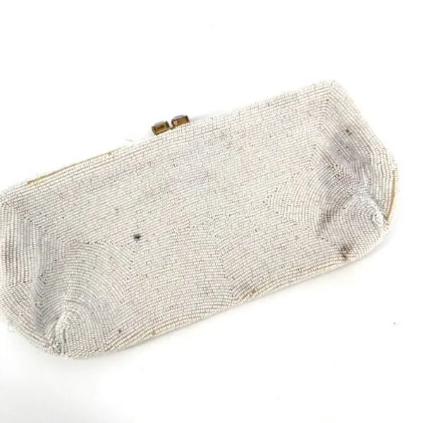 Vintage‎ Beaded iridescent Delill handbag clutch bag made in Belgium white - Image 3