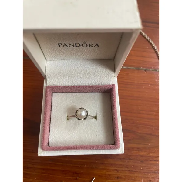 Pandora Retired Cultured Elegance Pearl Ring Earrings Necklace Set 925 - Image 2