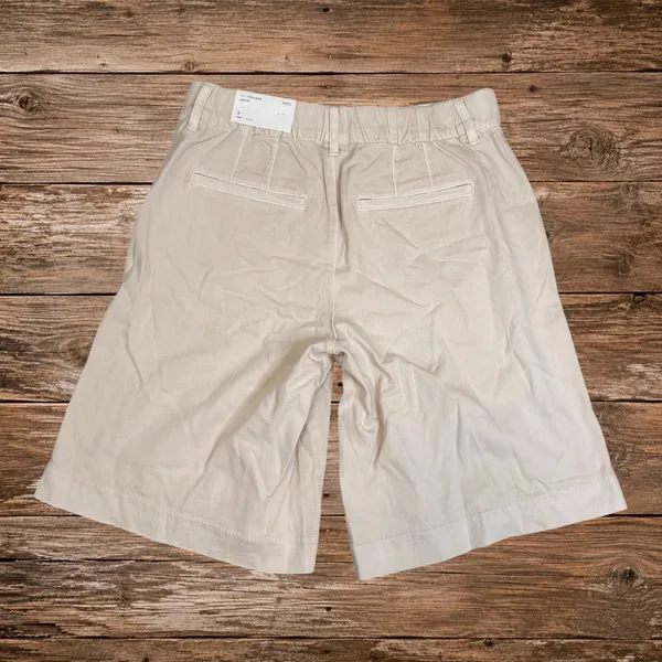 American Eagle Womens 11 Trouser Short High Rise Stretch Tan Cream 6 28W NEW - Image 2